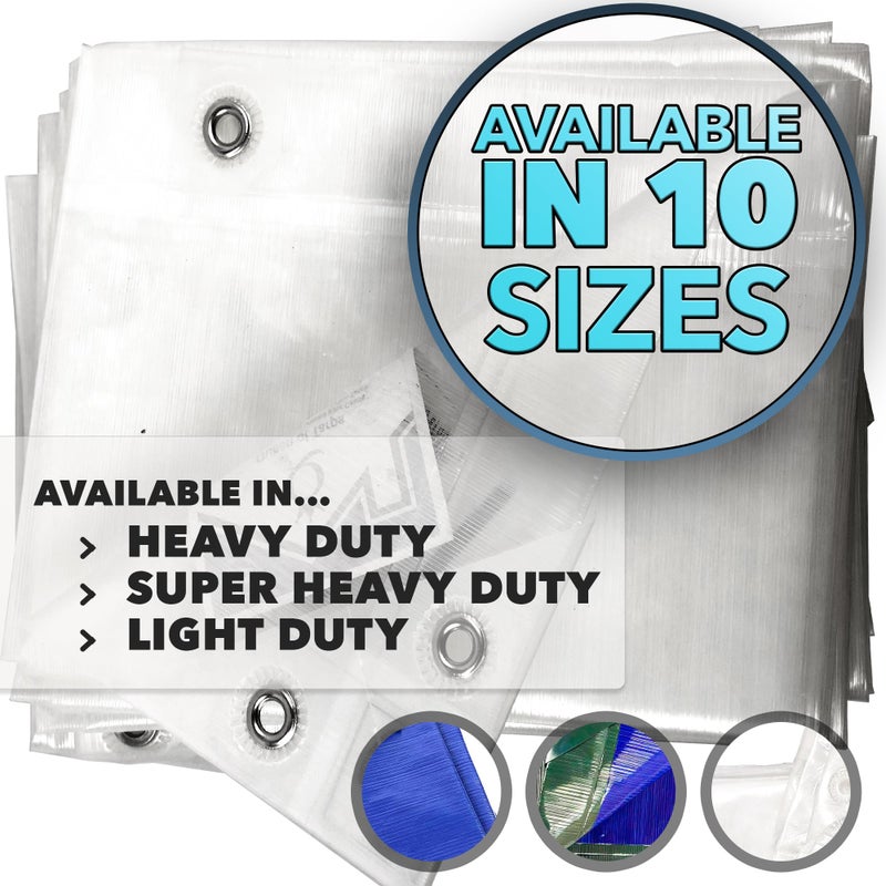Queen of Tarps ملكة الأغطية | 8x10 غطاء ثقيل للغاية مقاوم للماء، 200 GSM بسماكة 20 MIL، مقاوم للأشعة فوق البنفسجية/التمزق، للتخييم، الأثاث الخارجي، السيارة، الخيام، الطلاء، حماية الحطب | 8x10، ثقيل للغاية - Image 1